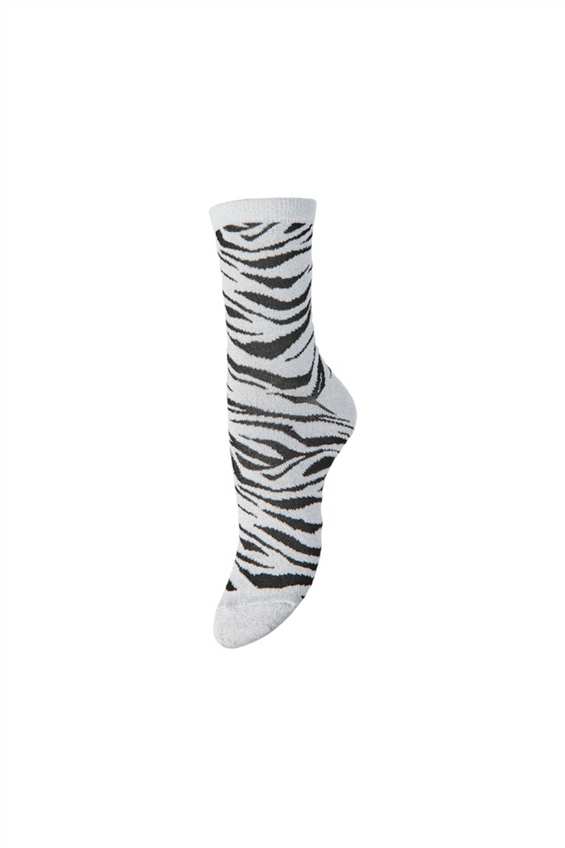 PIECES Glitzer Zebra Socken Bright White