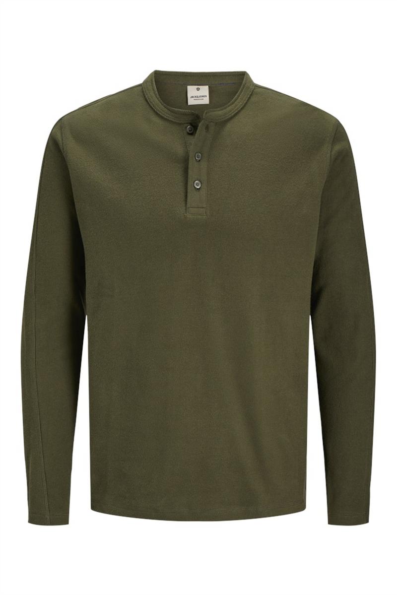 JACK & JONES Henley Longsleeve Olive Night
