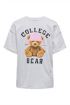 ONLY Backprint T-Shirt Light Grey Melange College Bear