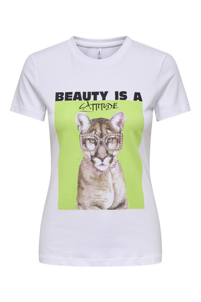 ONLY T-Shirt Bright White Cattitude