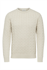 SELECTED HOMME Struktur Zopf Pullover Bone White
