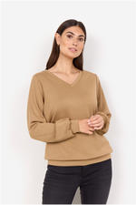 SOYACONCEPT Soft V Neck Sweatshirt Camel