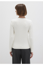 MAVI V Neck Zopf Pullover Wollweiss