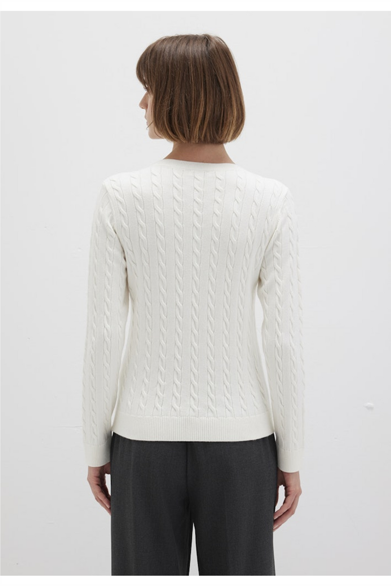 MAVI V Neck Zopf Pullover Wollweiss