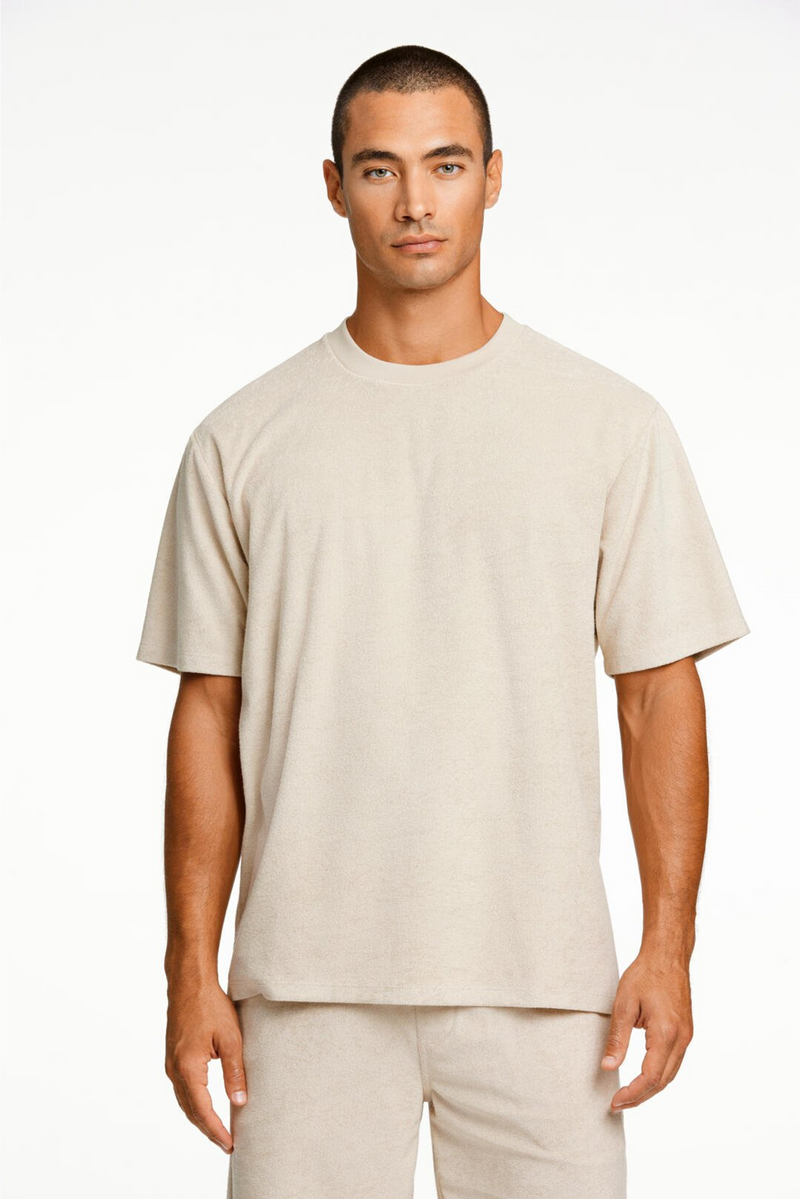 LINDBERGH Frottee Relax Fit T-Shirt Stone