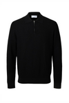 SELECTED HOMME Dünner Strick Polo Pullover Black