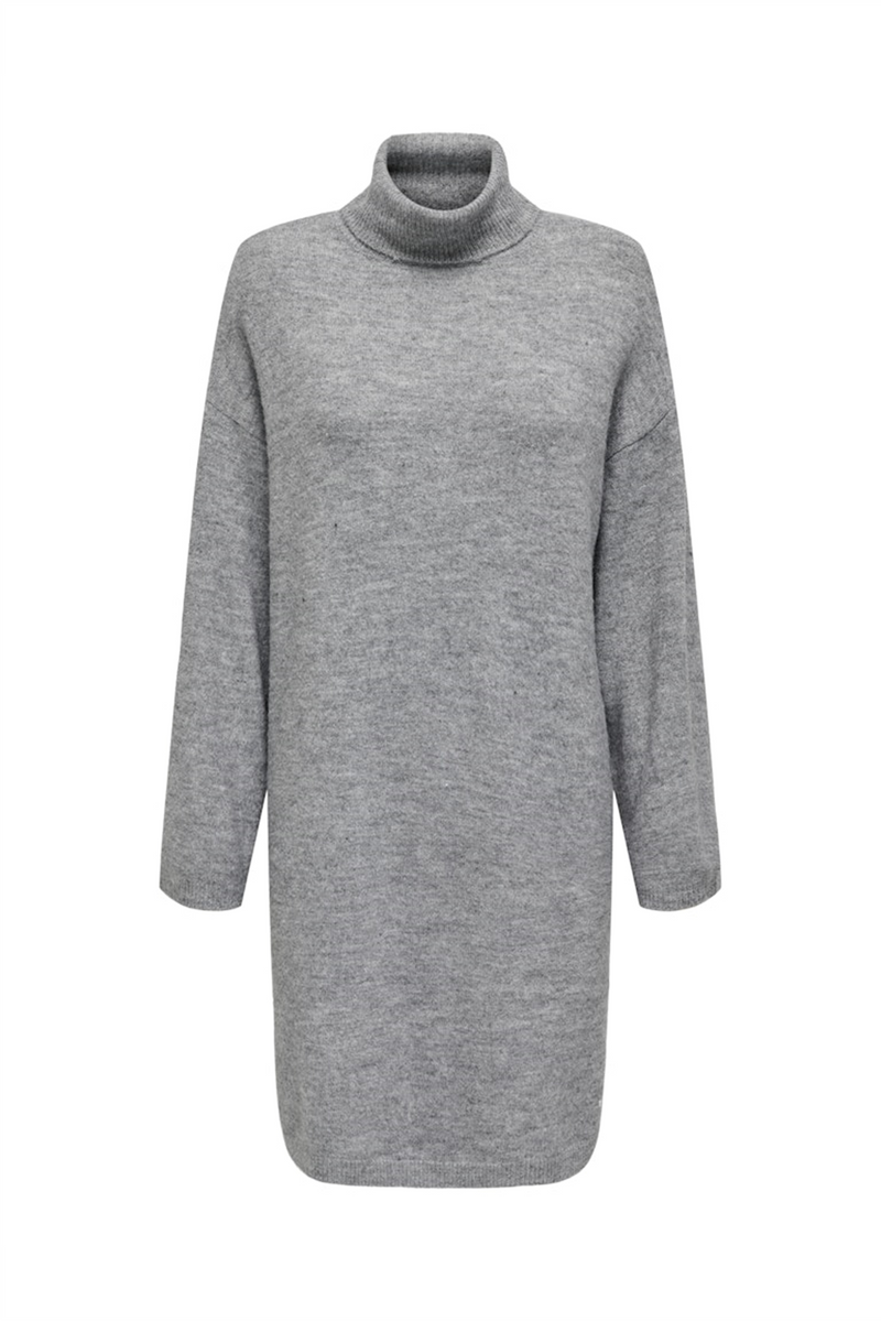 ONLY Rollkragen Strick Kleid Light Grey Melange