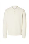 SELECTED HOMME Strick Polo Pullover Egret