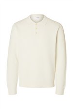 SELECTED HOMME Strick Polo Pullover Egret