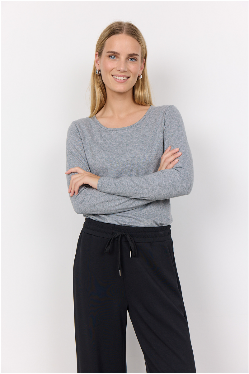 SOYACONCEPT Basic Langarm T-Shirt Grau