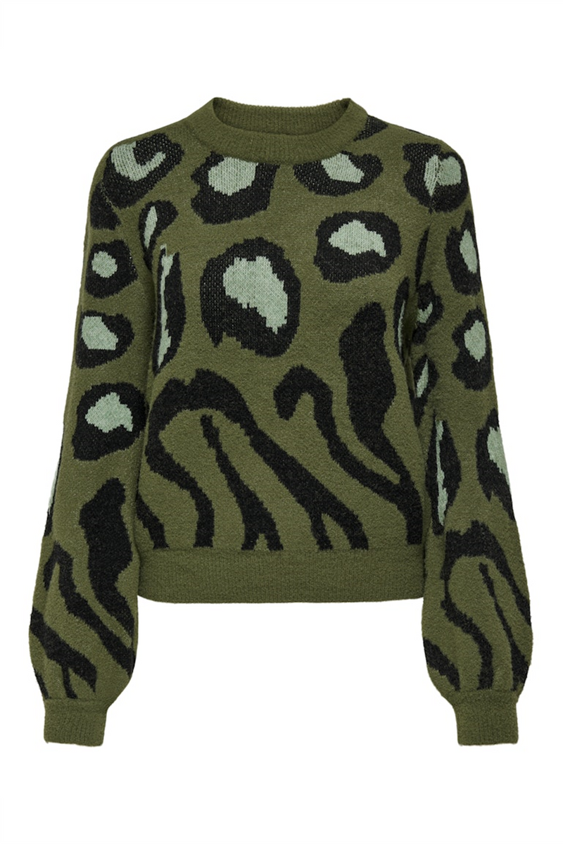 JDY Animal Pullover Winter Moss Black