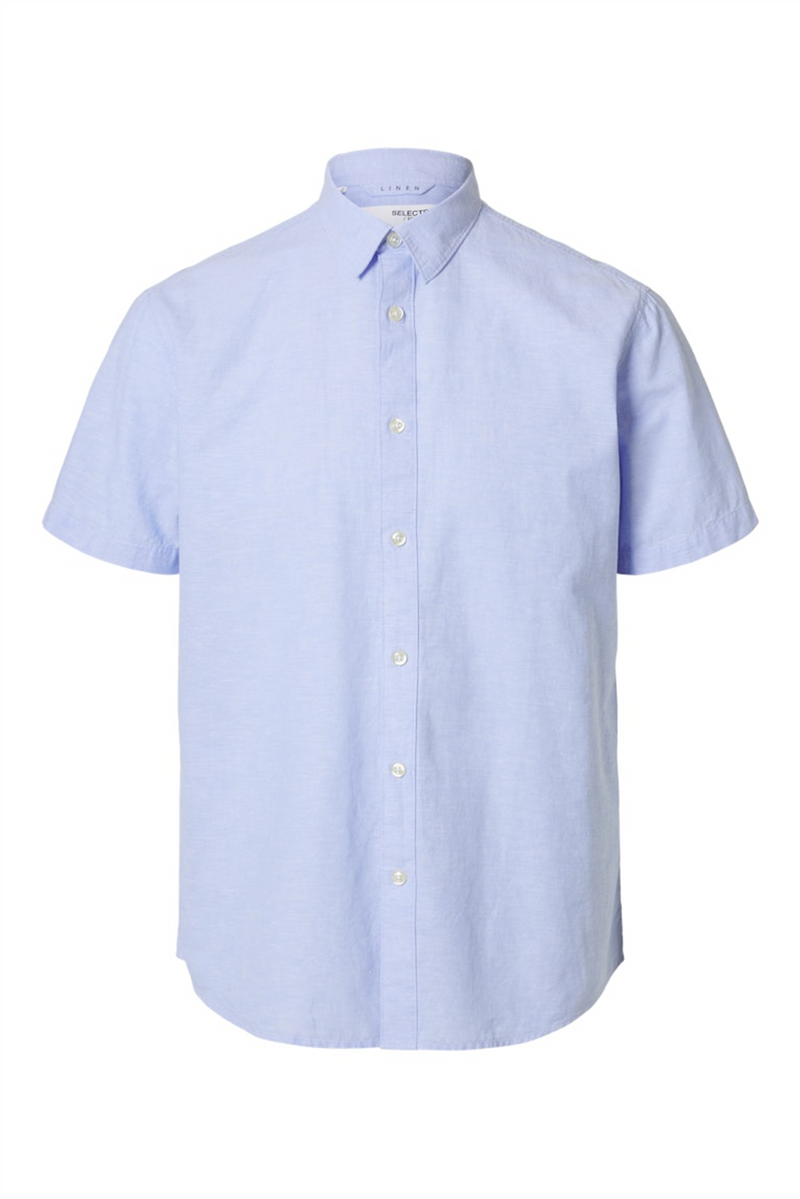 SELECTED HOMME Leinen Kurzarm Hemd Cashmere Blue
