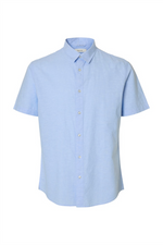 SELECTED HOMME Leinen Kurzarm Hemd Cashmere Blue