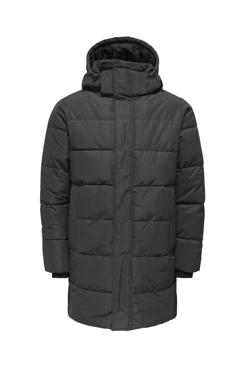 ONLY & SONS Winter Quilted Jacke Grey Pinstripe