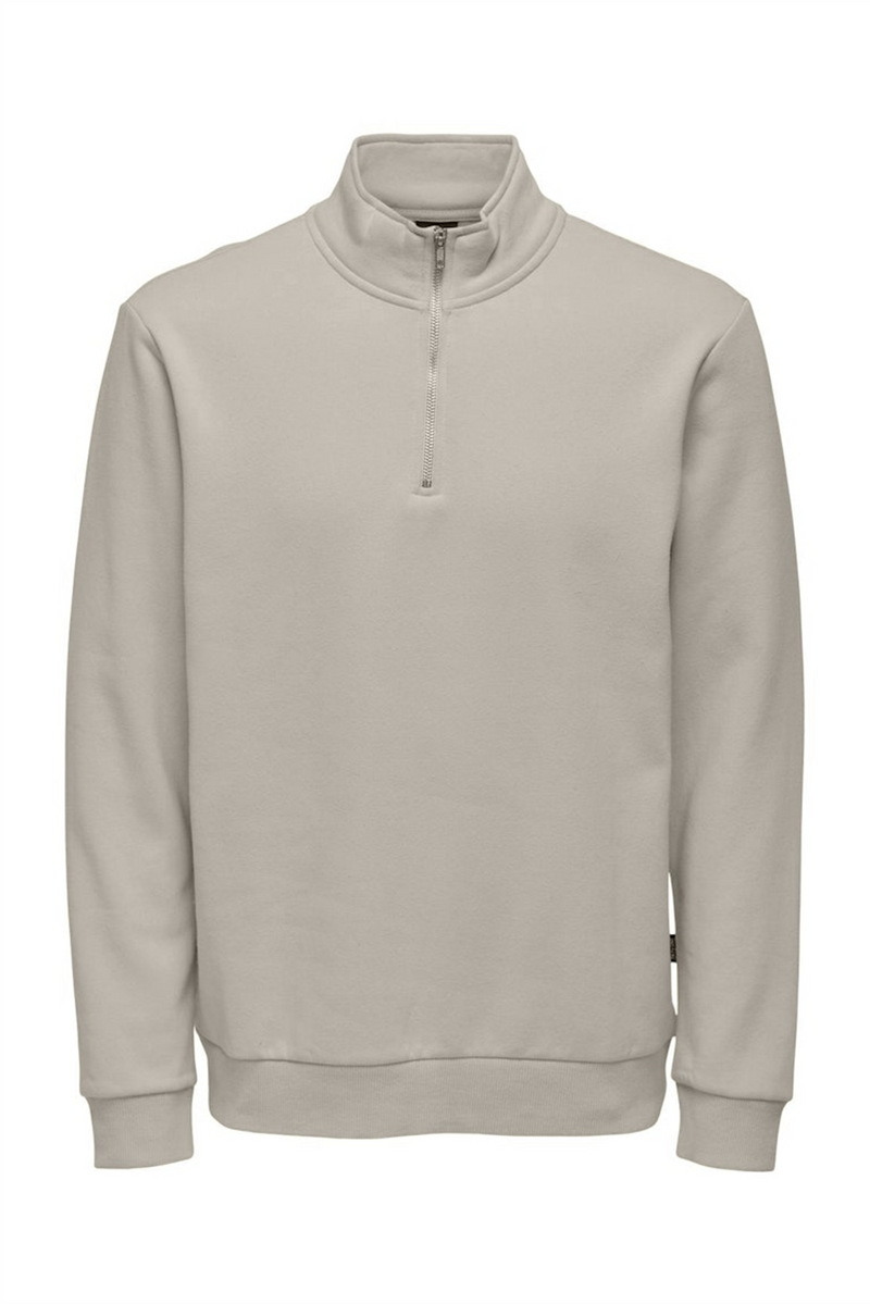 ONLY & SONS Half Zip Sweatshirt Silver Lining