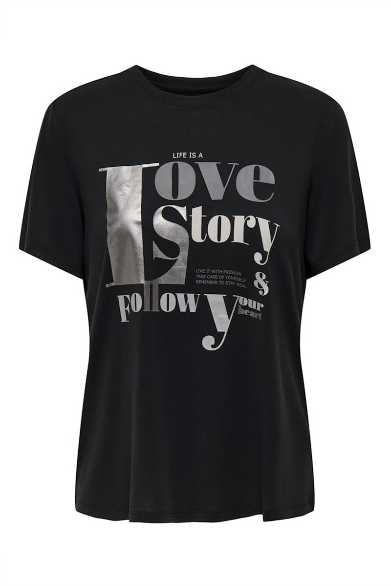 ONLY Modal T-Shirt Black Love Story