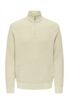ONLY & SONS Half Zip High Neck Pullover Egret Moonstruck