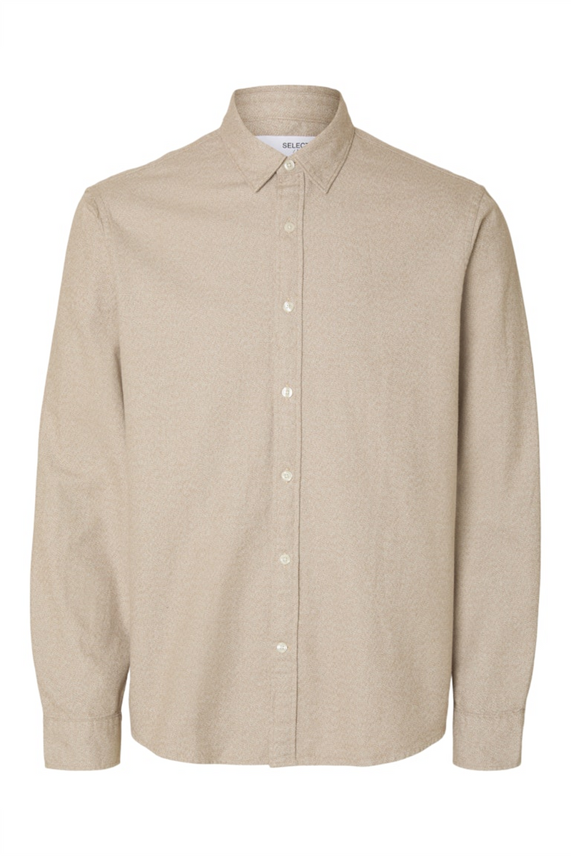 SELECTED HOMME Gebürstet Twist Hemd Egret