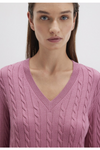 MAVI V Neck Zopf Pullover Himbeere