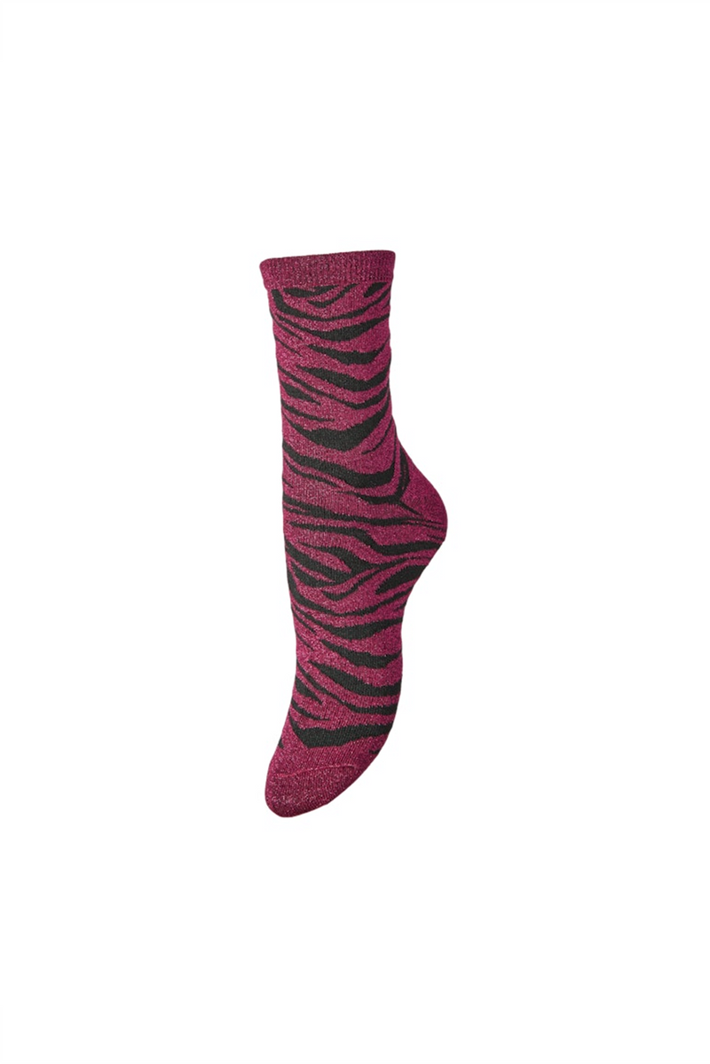 PIECES Glitzer Zebra Socken Tawny Port