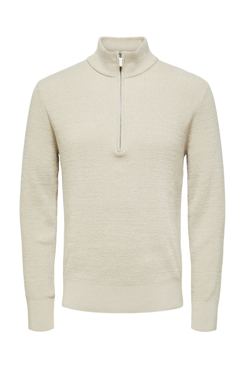 SELECTED HOMME Half Zip Pullover Oatmeal