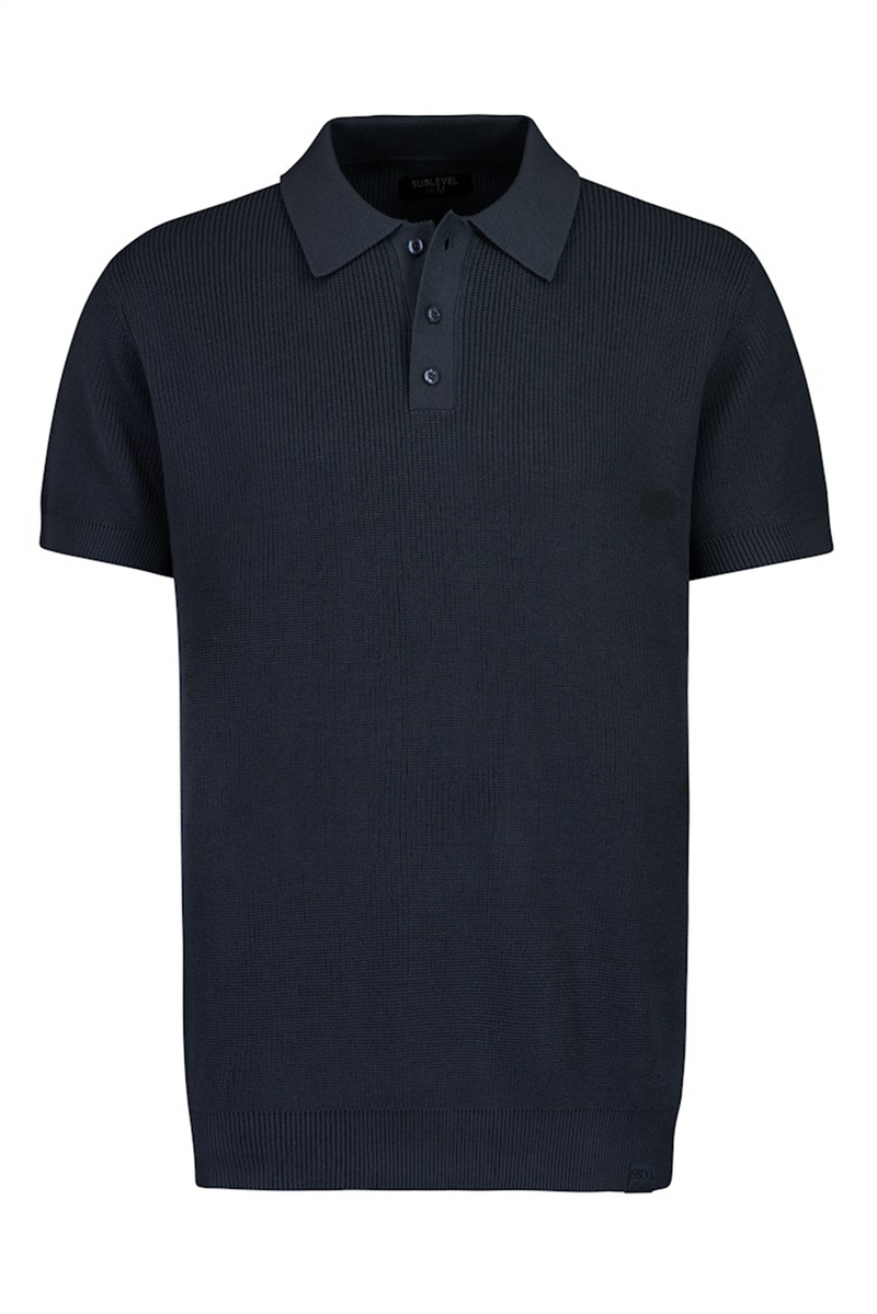 SUBLEVEL Strick Poloshirt Dark Blue