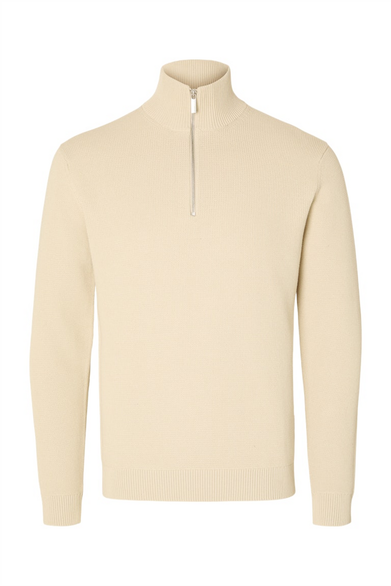 SELECTED HOMME Half Zip Pullover Oatmeal