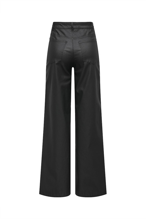 ONLY Highwaist Wide Leg Gecoated Jeans Black