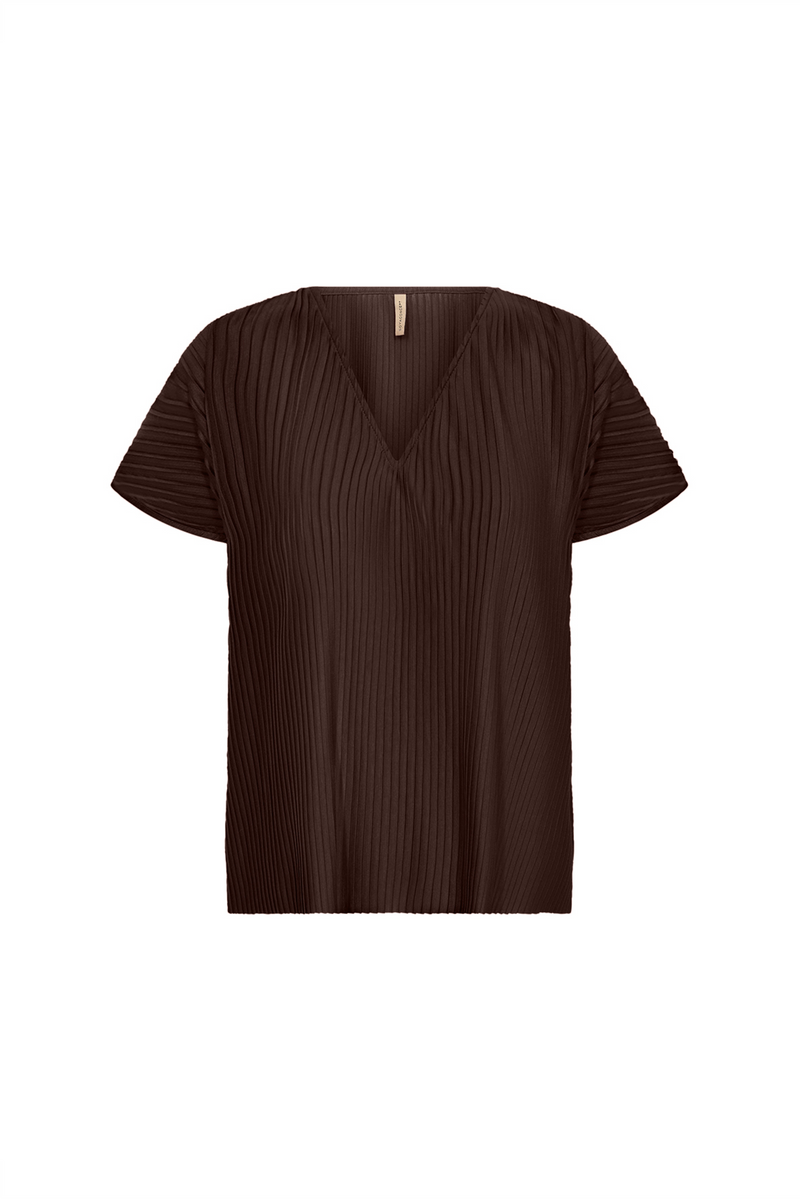 SOYACONCEPT Plissee Blusenshirt Dunkelbraun