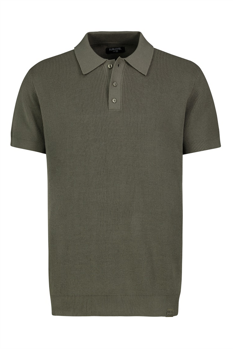 SUBLEVEL Strick Poloshirt Middle Green