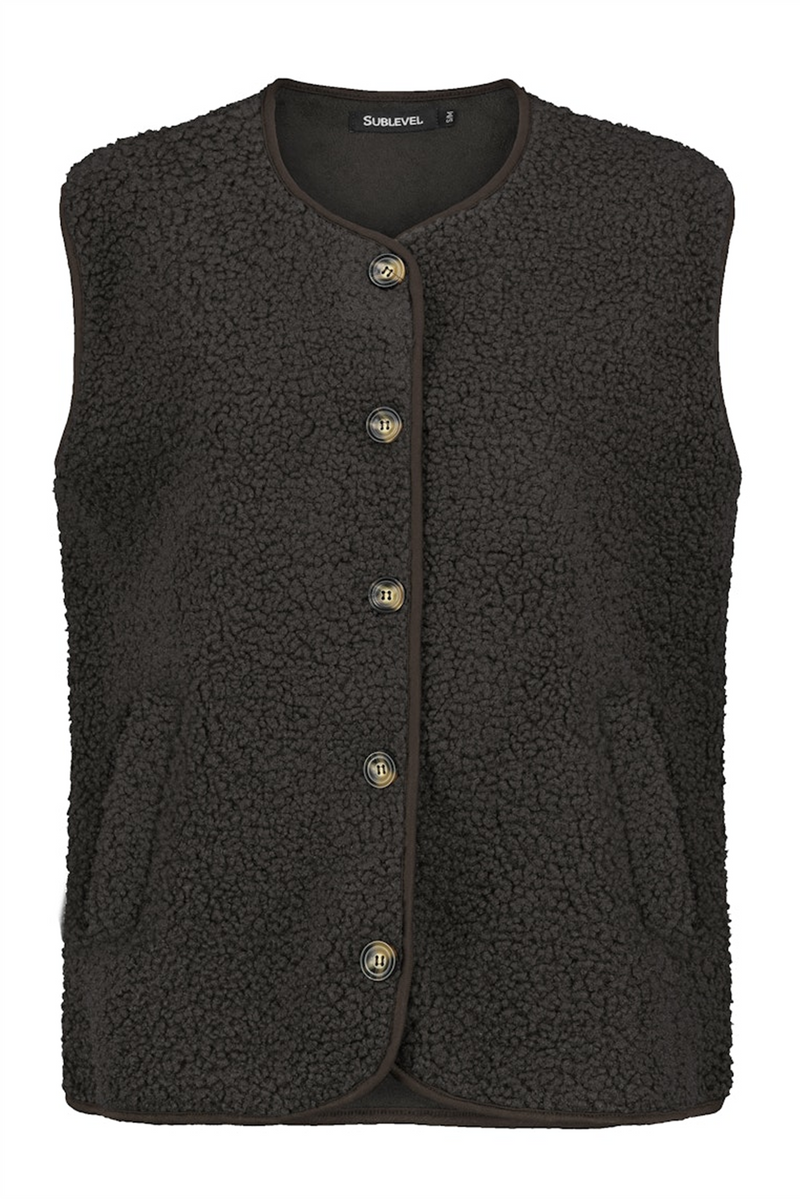 SUBLEVEL Teddy Weste Dark Brown