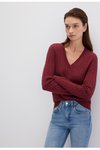MAVI V Neck Zopf Pullover Dunkelrot