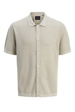 JACK & JONES Kurzarm Strick Polo Hemd Whitecap Gray Melange