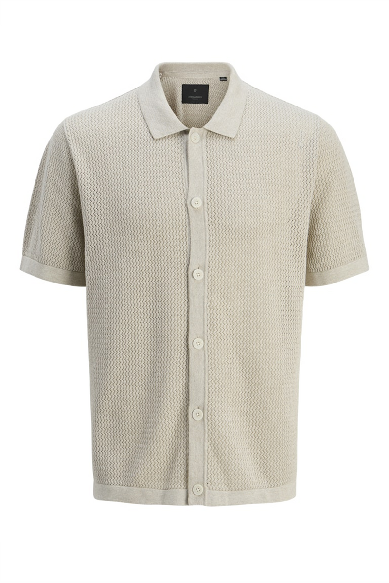 JACK & JONES Kurzarm Strick Polo Hemd Whitecap Gray Melange