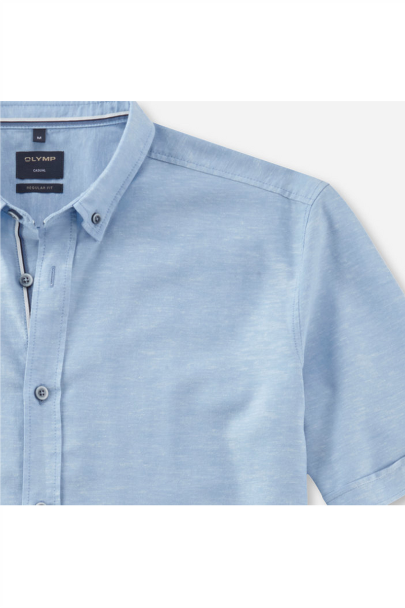 OLYMP Casual Kurzarm Hemd Regular Fit Bleu