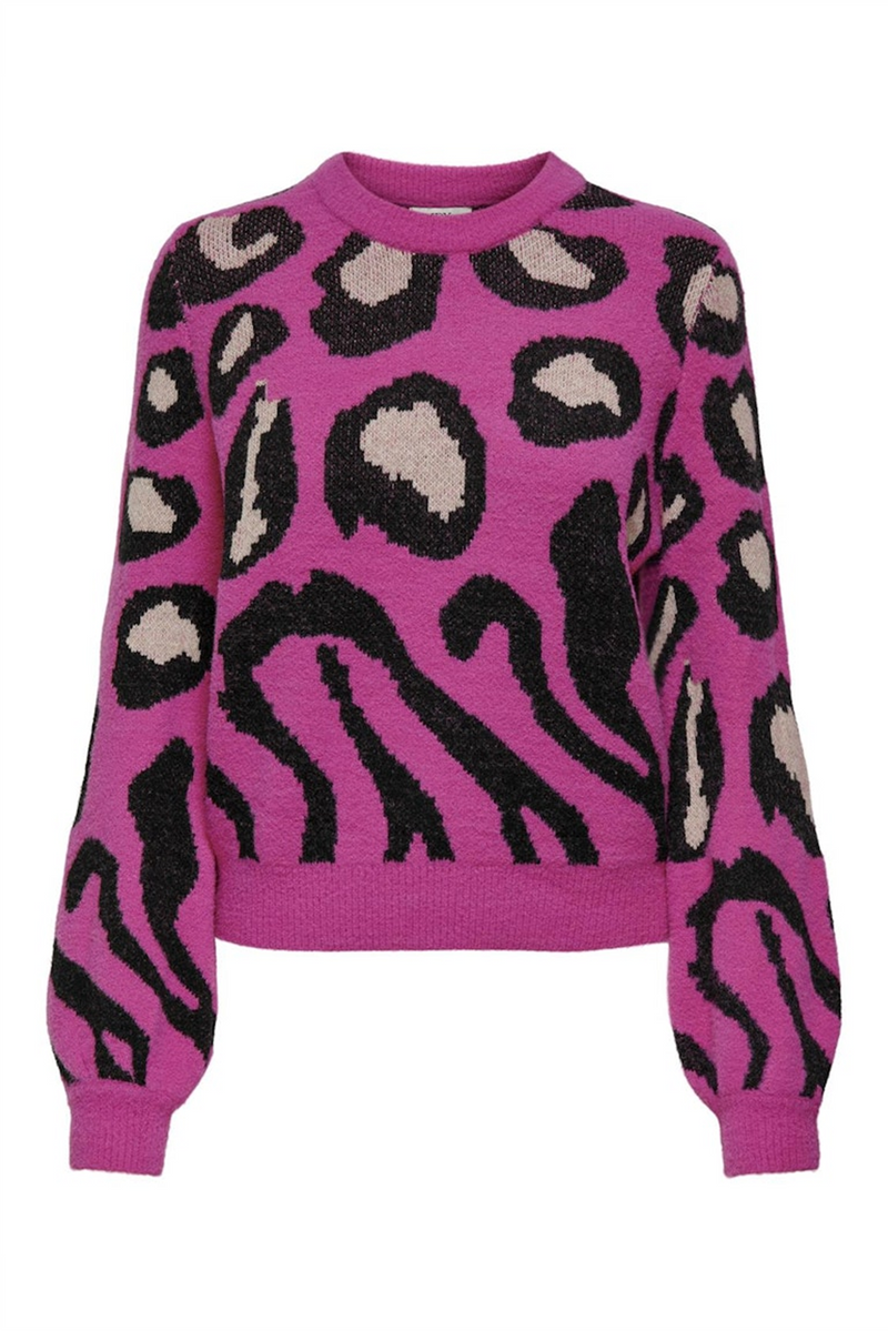 JDY Animal Pullover Rose Violet Black