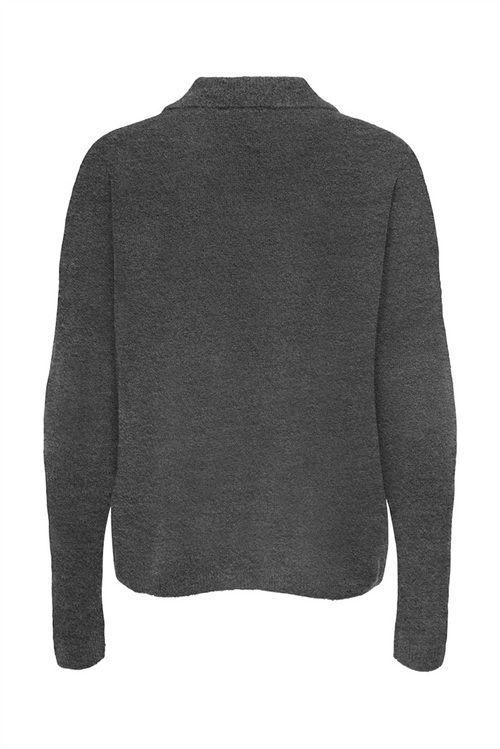 ONLY Polokragen Pullover Dark Grey Melange