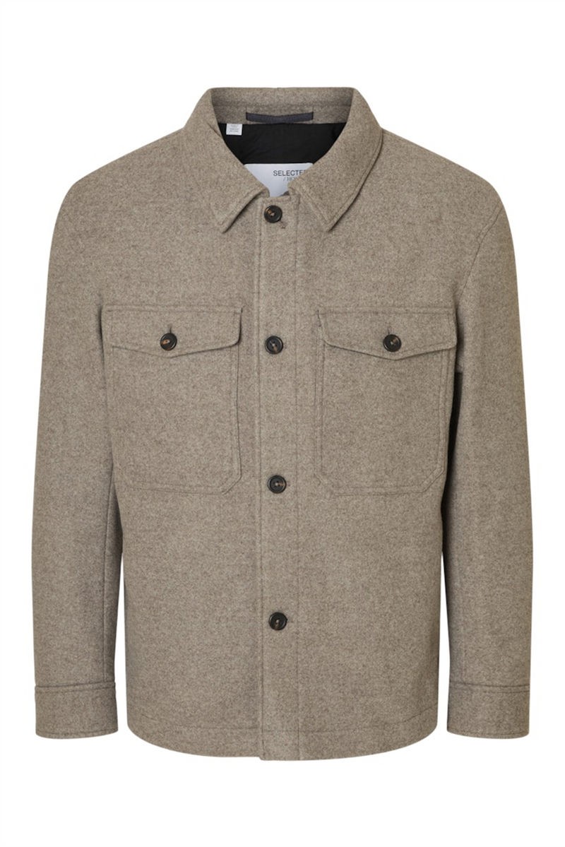 SELECTED HOMME Wolle Overshirt Deep Taupe