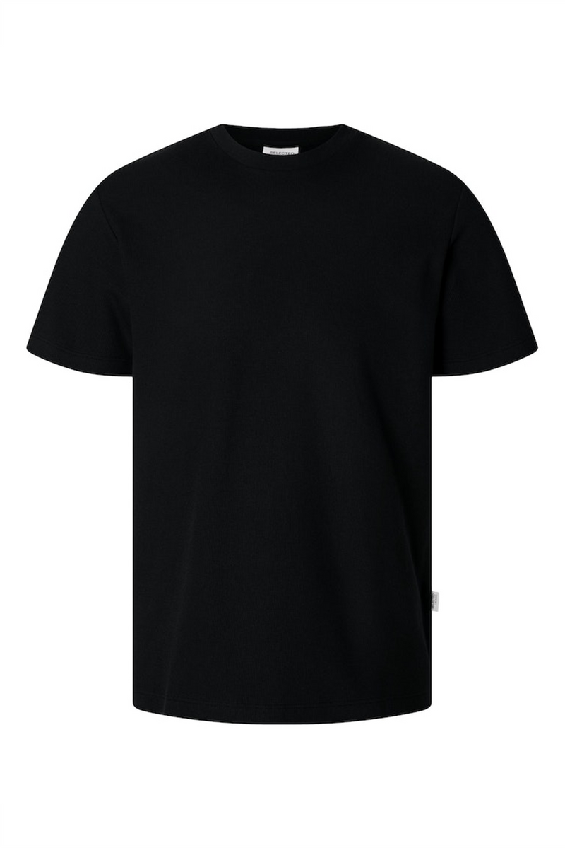 SELECTED HOMME Waffel T-Shirt Black
