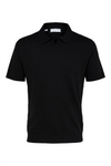SELECTED HOMME Leinen Poloshirt Black