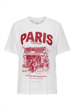 ONLY Frontprint T-Shirt Bright White Paris