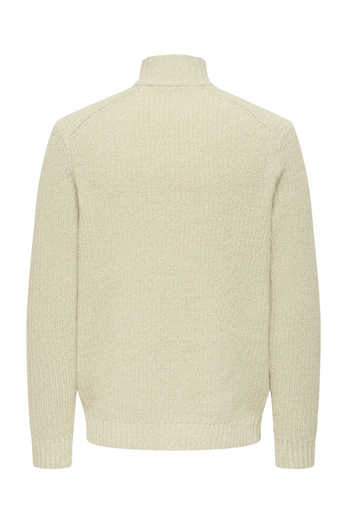 ONLY & SONS Half Zip High Neck Pullover Egret Moonstruck