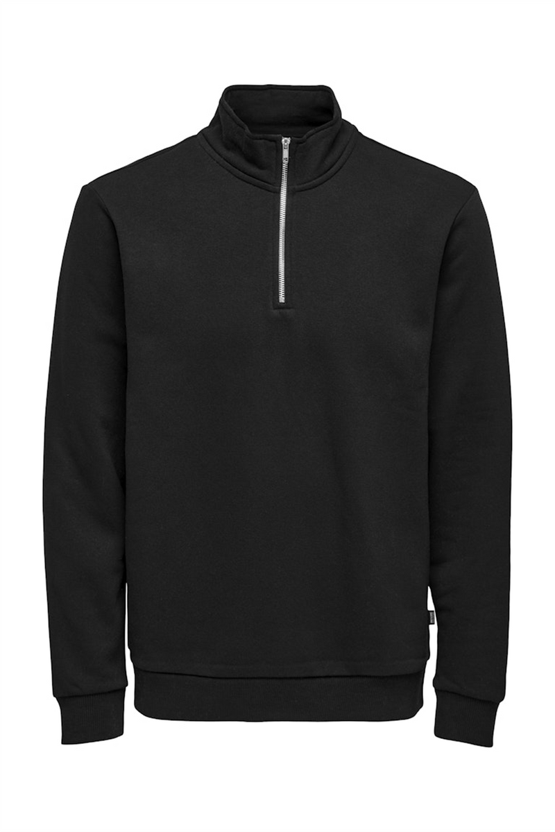ONLY & SONS Half Zip Sweatshirt Black