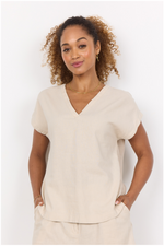 SOYACONCEPT Leinen Blusenshirt Helles Sand