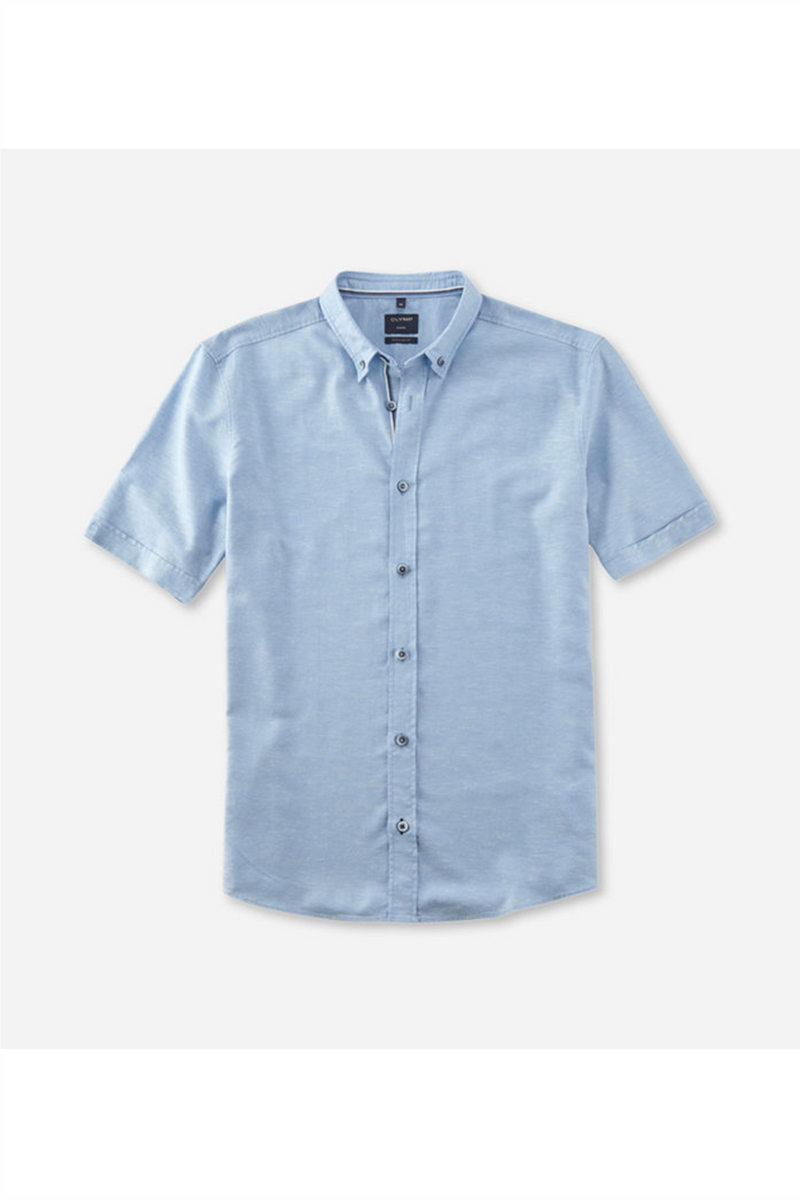 OLYMP Casual Kurzarm Hemd Regular Fit Bleu