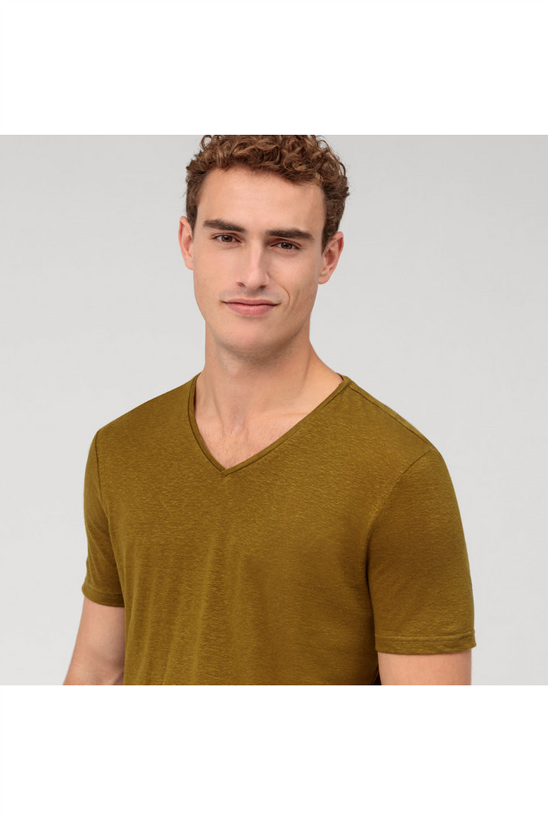 OLYMP Leinen T-Shirt Khaki