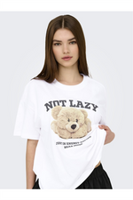ONLY Frontprint T-Shirt Bright White Lazy