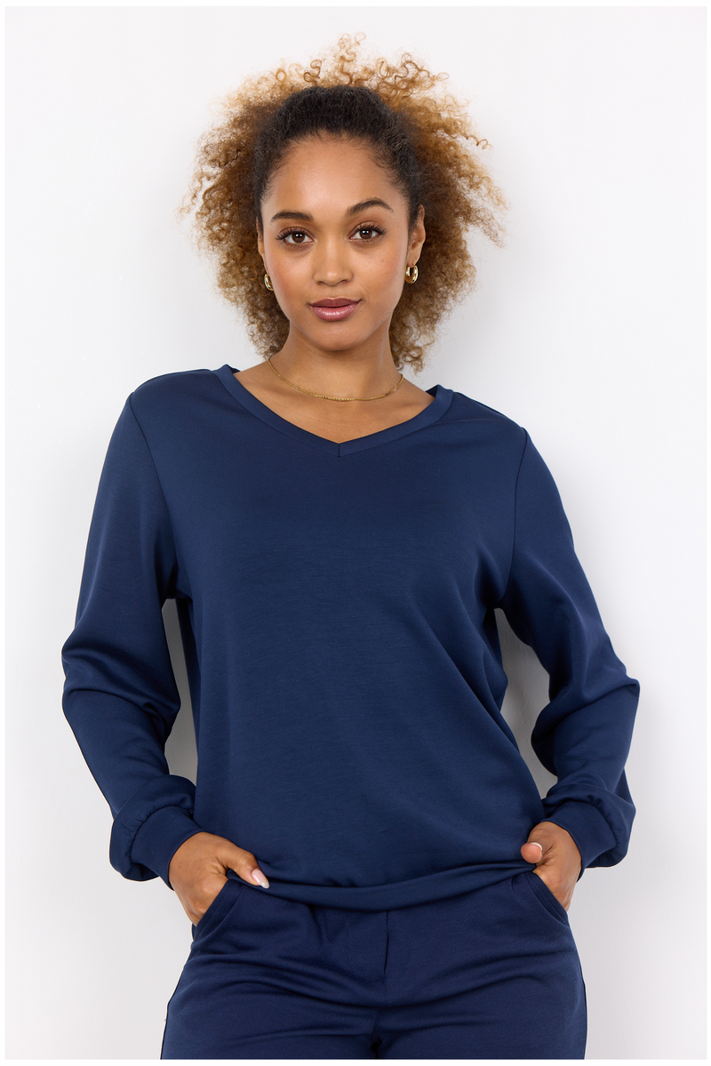 SOYACONCEPT Soft V Neck Sweatshirt Dunkelblau