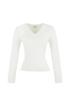MAVI V Neck Zopf Pullover Wollweiss