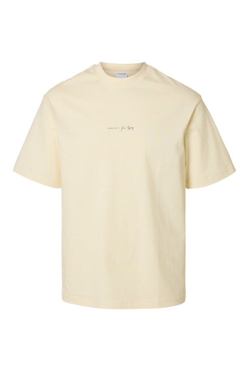 SELECTED HOMME Relax Backprint T-Shirt Egret